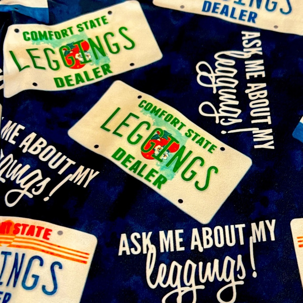 Random license plate themed leggings